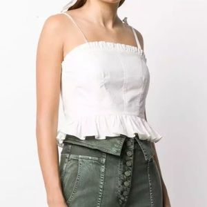 Ulla Johnson White Ruffle-Trim Sleeveless Top